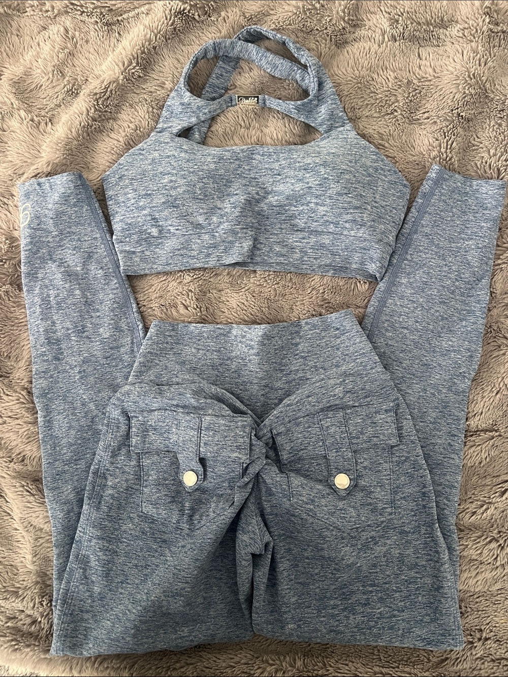 Bombshell Sportswear Heather Blue Active Two-Piece Set - Sports Bra and Leggings